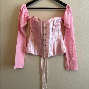 Pink Satin Corset Top